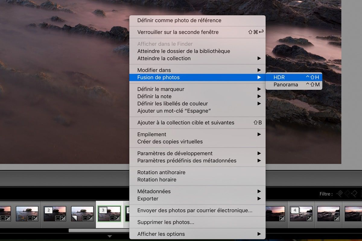 Fusion de photos dans Lightroom