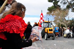 Une fille lance des confettis lors d'un carnaval
